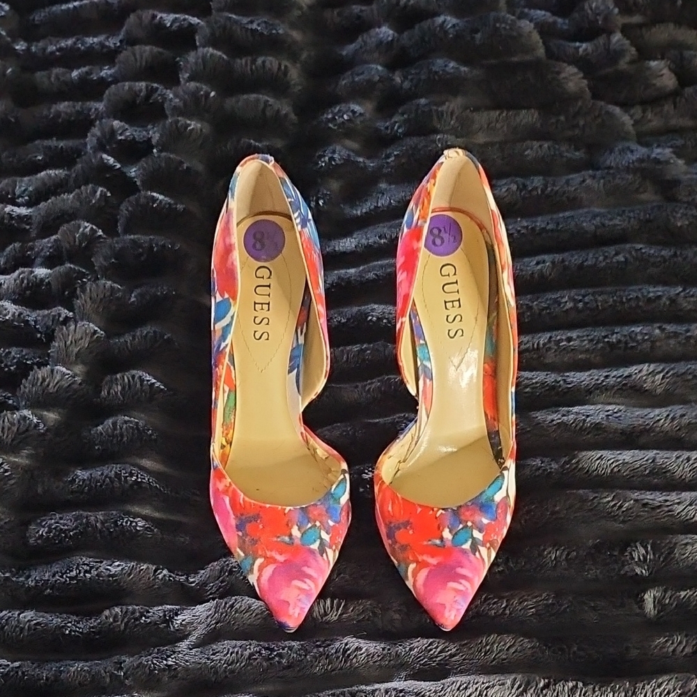Guess Red and Pink Stiletto Heels with Pointed Toe